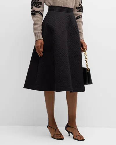 Dea Kudibal Ami Quilted A-line Midi Skirt In Black