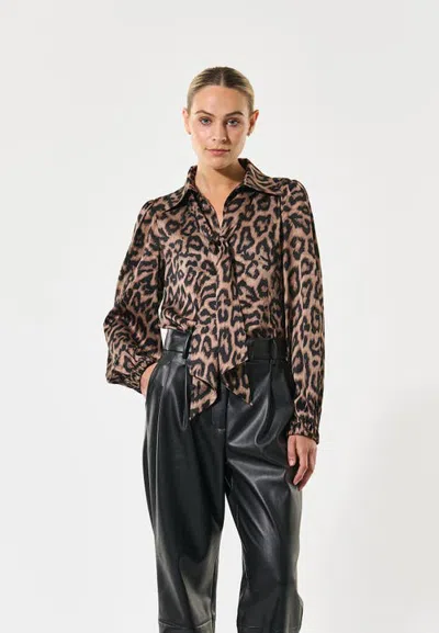 Dea Kudibal Kikkidea Silk Tie Neck Blouse In Animal Print