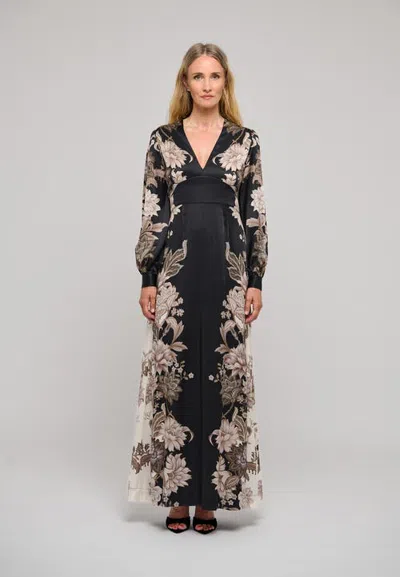 Dea Kudibal Laradea Silk Floral V-neck Maxi Dress In Black