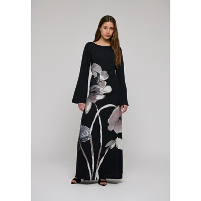 Dea Kudibal Nicoledea Boat Neck Floral Maxi Dress In Black