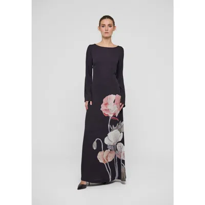Dea Kudibal Nicoledea Boat Neck Floral Maxi Dress In Black