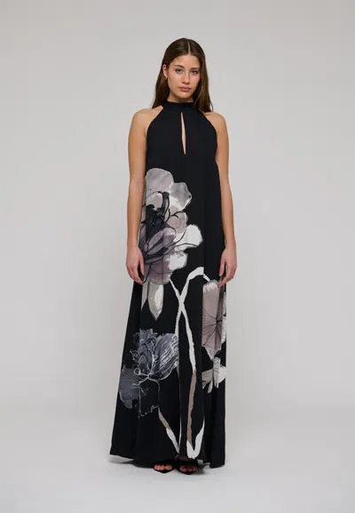 Dea Kudibal Noladea Floral Halter Keyhole Maxi Dress In Black