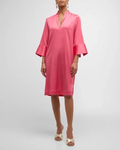 Dea Kudibal Sibel Split-cuff Silk Midi Shift Dress In Camellia