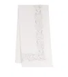 Dea Linen Embroidered Scroll Table Runner In White