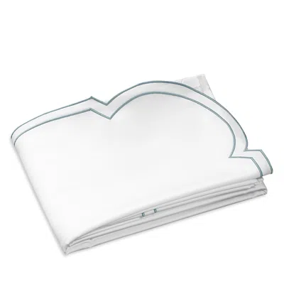 Dea Luxury Linens Artemide Embroidery Flat Sheet, King In Turquoise Embroidery