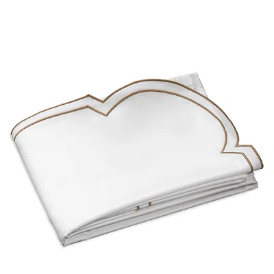 Dea Luxury Linens Artemide Embroidery Flat Sheet, Queen In Mocha Embroidery