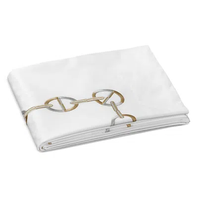 Dea Luxury Linens Chaine Embroidered Sateen Flat Sheet, Queen