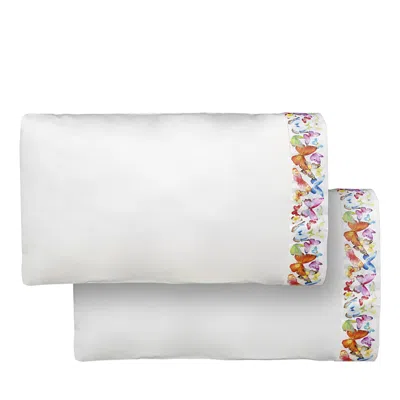 Dea Luxury Linens Dea Palm Beach Farfalle Butterfly Sateen Pillowcase Pair, King In Multicolor