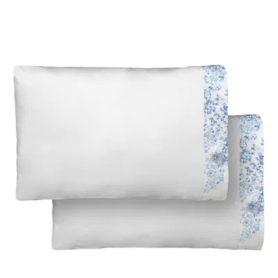 Dea Luxury Linens Dea Palm Beach Glicine Floral Print Pillowcase Pair, Standard In Iceblue