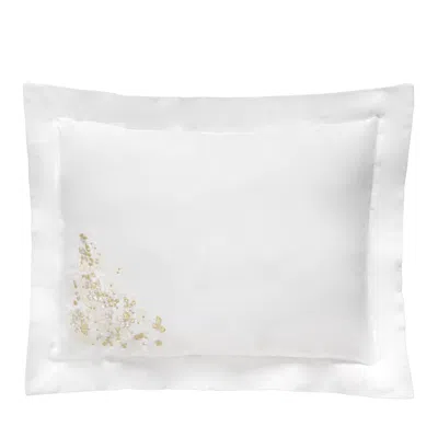 Dea Luxury Linens Dea Palm Beach Ibla Embroidered Sateen Boudoir Sham In White