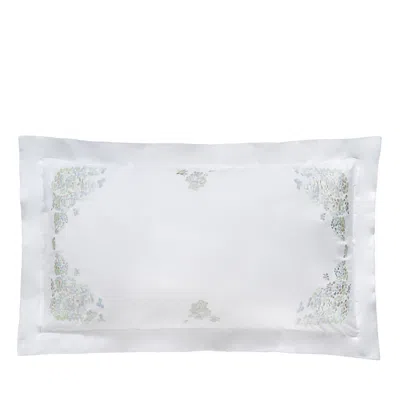 Dea Luxury Linens Dea Palm Beach Ibla Embroidered Sateen King Sham In White/aqua