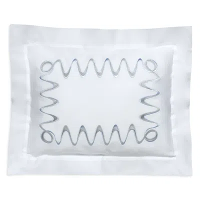Dea Luxury Linens Dea Palm Beach Tc Pelago Embroidery Boudoir Sham In White/ice