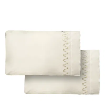 Dea Luxury Linens Dea Palm Beach Tc Pelago Embroidery Pillowcase Pair, Standard