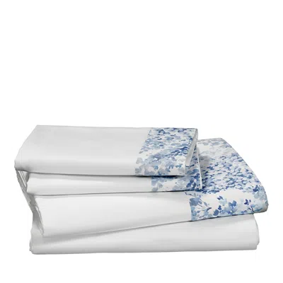 Dea Luxury Linens Glicine Floral Print Sheet Set, Queen In Iceblue