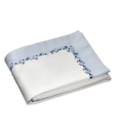 Dea Luxury Linens Incanto Embroidery Flat Sheet, Queen In Blue