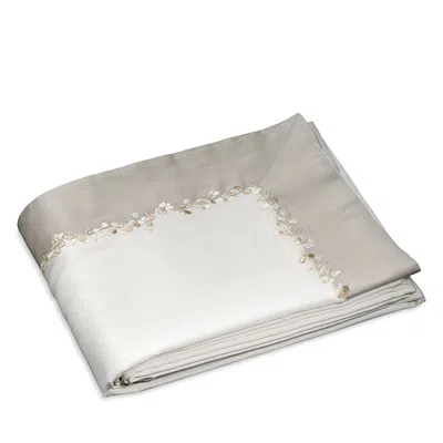 Dea Luxury Linens Incanto Embroidery Flat Sheet, Queen In Gray