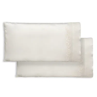 Dea Luxury Linens Matera Embroidered King Pillowcase, Pair In Ivory/ Ivory