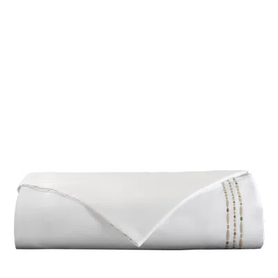 Dea Luxury Linens Sole Embroidery Duvet Cover, Queen In White/graphite