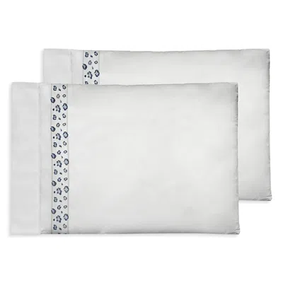Dea Luxury Linens Timothy Corrigan For Dea Animale Embroidered Pillowcase, Standard, Set Of 2 In Blue