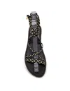 Dea Sandals Gold And Black Leather Gladiator Sandals In Black, Platinum