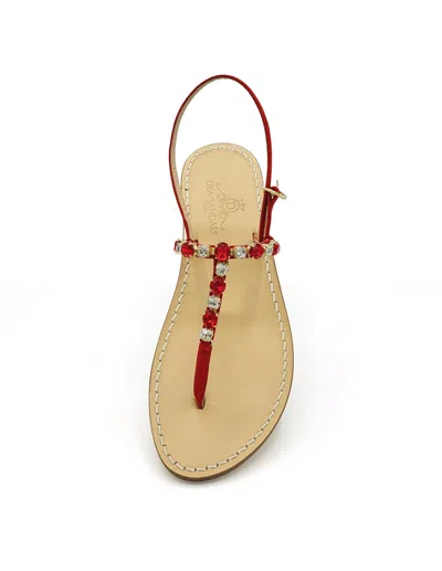 Dea Sandals Gold Red Capri Sandals In Red, Crystal