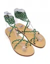 Dea Sandals Green Gold Slave Sandals In Green, Platinum Gold