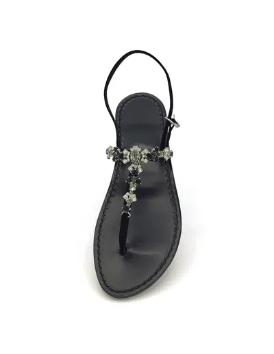 Dea Sandals Napoli Black Gray Jewel Sandals In Black, Gray, Crystal