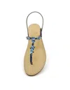 Dea Sandals Navy Blue Licampi Jewel Sandals In Navy Blue Laminated, Light Blue, Blue, Crystals