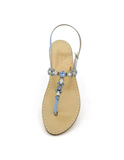 Dea Sandals Queen Light Blue Jewel Sandals In Sky Blue, Crystal