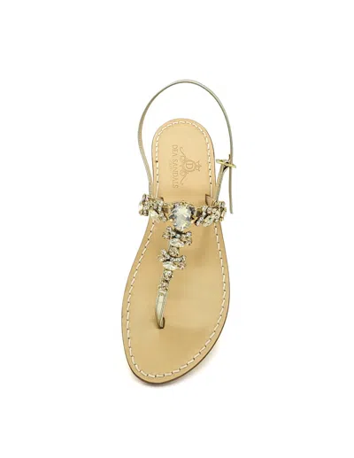Dea Sandals Serapide Amber Jewel Sandals In Platinum Gold Laminated, Amber, Crystal