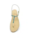 Dea Sandals Sibilla Green Amber Jewel Sandals In Platinum Gold Laminated, Petrol, Amber