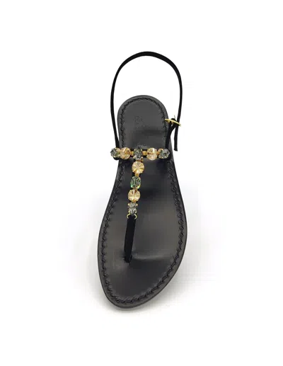 Dea Sandals Sultan Black Jewel Sandals In Amber, Black