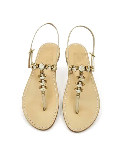 Dea Sandals Villa Lysis Jewel Sandals Amber Gold In Nude, Amber, Platinum Gold Laminated, Crystal
