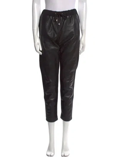 Pre-owned Dea The Label Leather Straight Leg Pants In Black