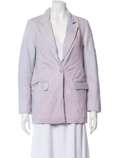 Pre-owned Deadwood Lamb Leather Blazer In Gray