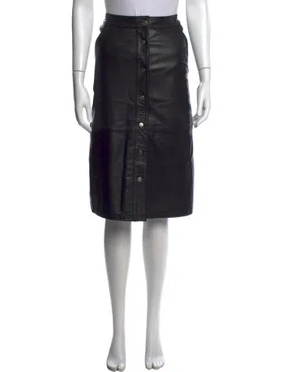 Pre-owned Deadwood Lamb Leather Knee-length Skirt In Black