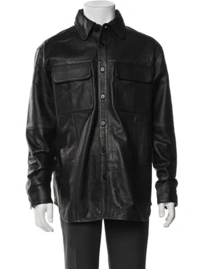 Pre-owned Deadwood Lamb Leather Utility Jacket W/ Tags In Black