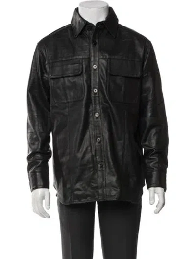 Pre-owned Deadwood Lamb Leather Utility Jacket W/ Tags In Black