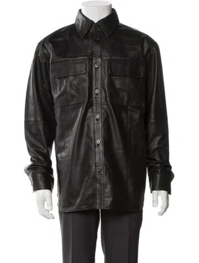 Pre-owned Deadwood Lamb Leather Utility Jacket W/ Tags In Black