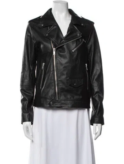 Pre-owned Deadwood Lambskin Biker Jacket In Black