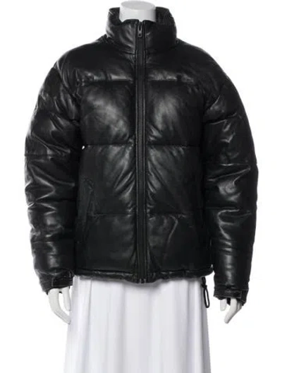 Pre-owned Deadwood Lambskin Bomber Jacket In Black