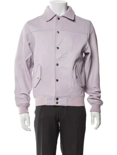 Pre-owned Deadwood Lambskin Bomber Jacket In Purple
