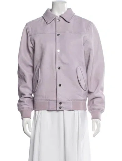 Pre-owned Deadwood Lambskin Bomber Jacket In Purple