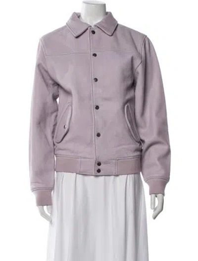 Pre-owned Deadwood Lambskin Bomber Jacket In Purple