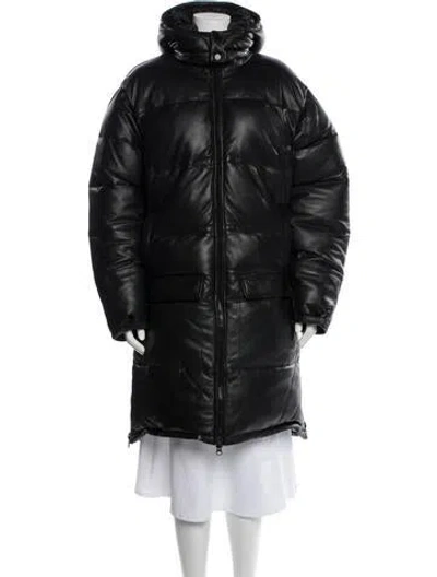 Pre-owned Deadwood Lambskin Down Coat In Black