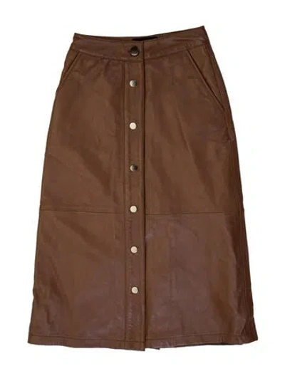 Pre-owned Deadwood Lambskin Knee-length Skirt In Brown