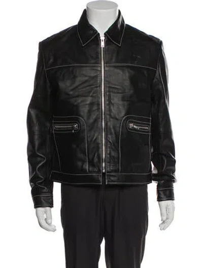 Pre-owned Deadwood Lambskin Moto Jacket In Black