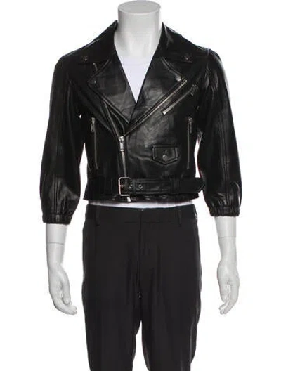 Pre-owned Deadwood Lambskin Moto Jacket W/ Tags In Black