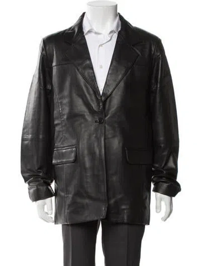 Pre-owned Deadwood Lambskin Moto Jacket W/ Tags In Black