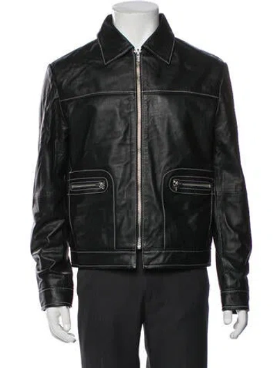 Pre-owned Deadwood Lambskin Moto Jacket W/ Tags In Black